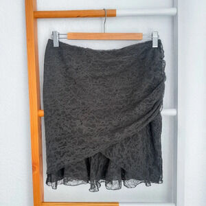 Givenchy Lace Mini Short Skirt Gray Floral Pull On